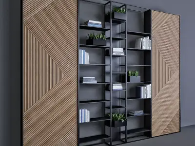 Metal  Wood shelf 3D model