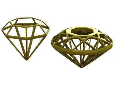 Wireframe Diamond Gem 3D print model