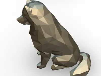 Samoyed low poly polygonal wolf 3D print model