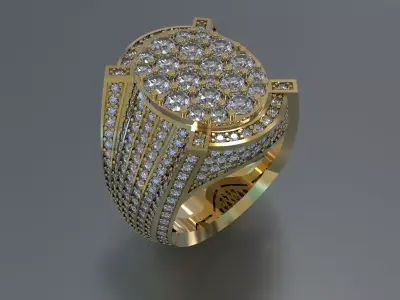 MEN RING WITH BIG  DIAMONDS 3D print model
