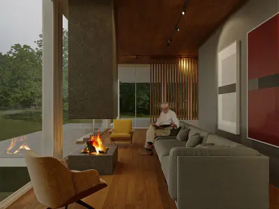 Farnsworth House by Mies van der Rohe Free 3D model