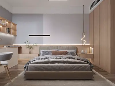 decoration villa Nordic bedroom Home 3D model