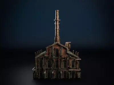 STEAMPUNK INDUSTRIAL BUILDING 3 Low-poly 3D model