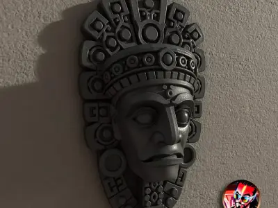 Aztec Wall Mask -Wall Decoration-stl for 3d printer 3D print model