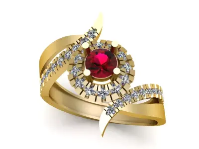 Stylish Engagement diamond ring 3d Printable Model 3D print model