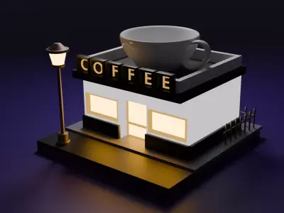 Coffee Shop  Low-poly 3D model