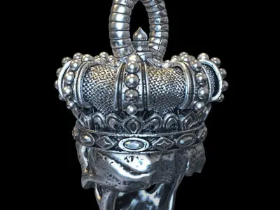 skull pendant jewelry King  with crown vol1 3D print model