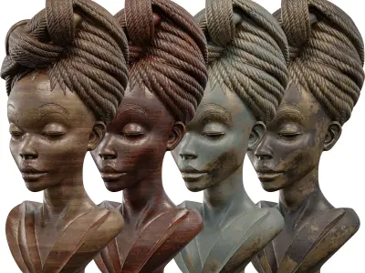 Elegant Braided Bust Sculpture Low-poly 3D model