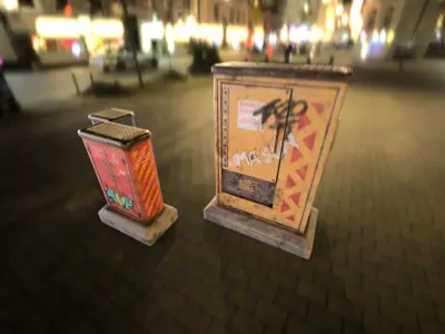 Sci-fi cyberpunk city street electrical boxes Low-poly 3D model