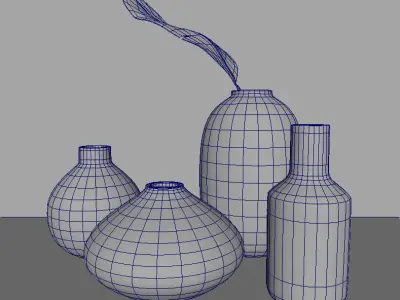 decorationset vase and leaf 3D model
