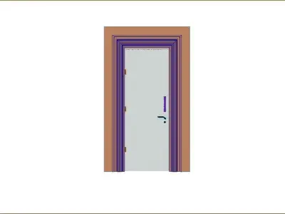 Wooden Door with Full Glass Frame Low-poly 3D model Free low-poly 3D model