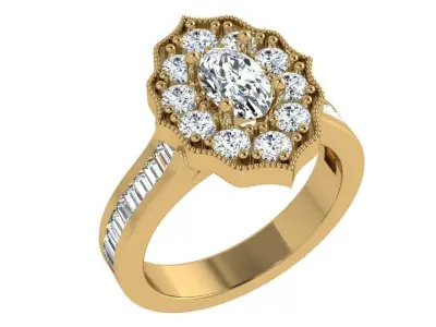 Oval Halo Ring 4223 3D print model