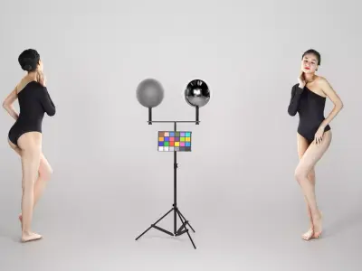 Sexy woman in black swimsuit posing 225 Low-poly 3D model