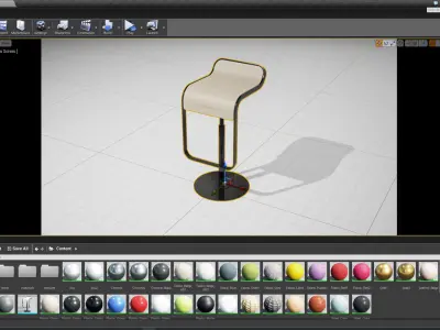 LEM Piston Bar Stool UE4 Low-poly 3D model