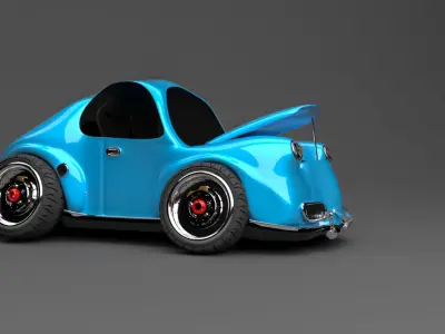 3D Blue VW cars project modelling  Low-poly 3D model