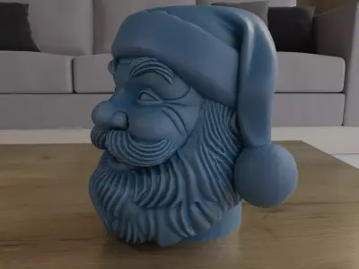 Smiling Santa Head Planter Candy Container STL 3D print model