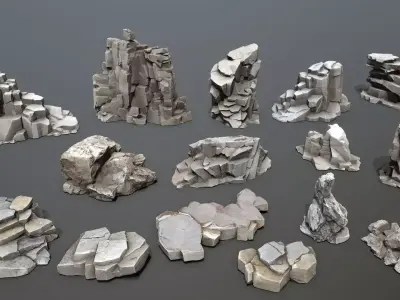 cliff rocks   Low-poly 3D model