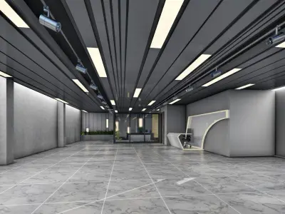 shopfront entrance to apartment building Low-poly 3D model