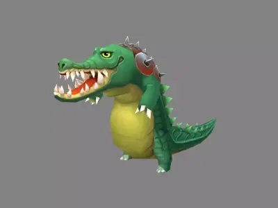 Cartoon Crocodile monster Low-poly 3D model
