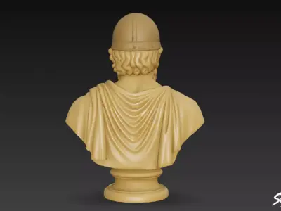 Greek God Hephaestus Bust Low-poly 3D model
