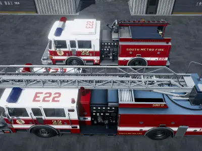 Fire Trucks Unity 3d assets Low-poly 3D model