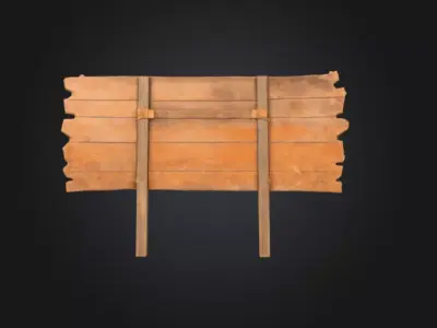 Rustic Wooden Signboard Low-poly 3D model