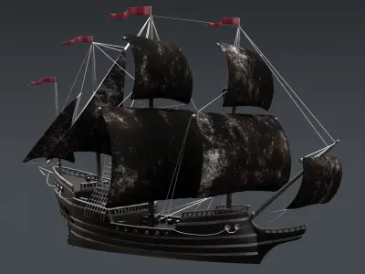 Pirate Ship in a Bottle 3D model