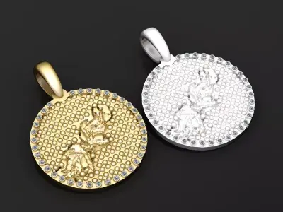gold round pendant  3D printable model  3D print model