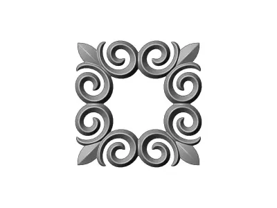 Square floral decoration element relief 3D print model