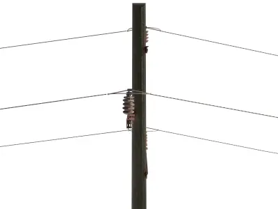 Electricity Pole 23 Weathered Low-poly 3D model