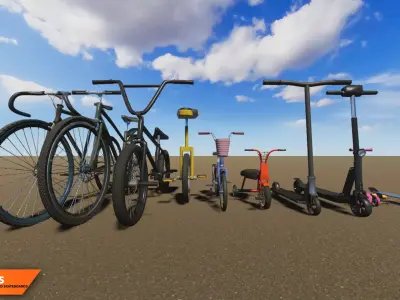 Vehicles - bicycles  scooters and skateboards 3D model