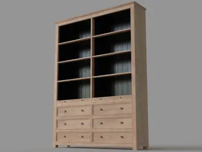 Wright Library Bookshelf White Wash 3D model