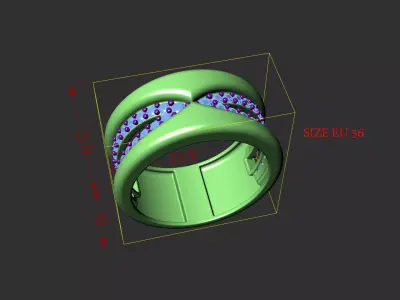 Elegant Crossover Pave Ring 3D Model Print and Cast Ready 3D print model