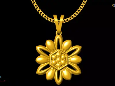 flower pendant charms - one inch pendant 3D print model