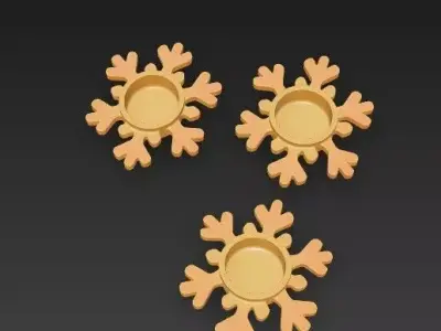 Snowflake Tealight Candle Holders  Set of 3 3D print model