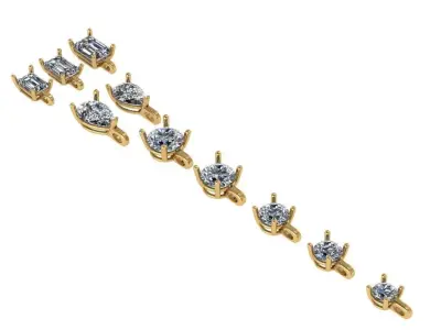 Griff 4 prong setting  diamond set of 10 simple straight bail  3D print model