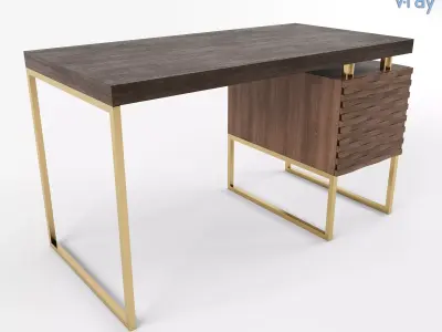 Modern Wavy Cover Wooden Luxury Desk 3D model