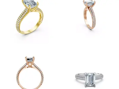 Luxury Diamond Solitaire Ring CAD Design 3DM File Ready 3D print model