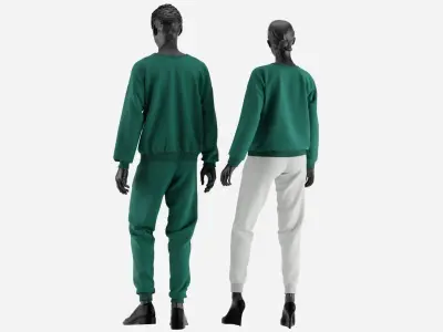 Sport Sweatshirt Couple Set 3D model