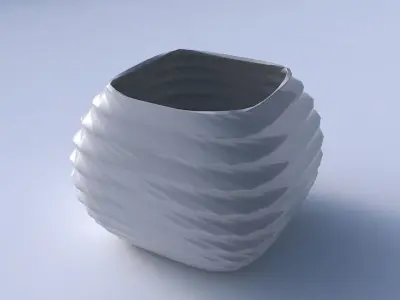 Bowl semi-quadratic with sections and twisted lines 3D print model