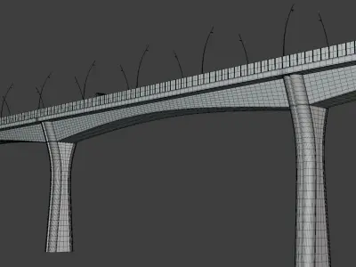 Bridge with cars 5 3D model