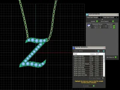 Jewelry Alphabet Pendant Z 3D print model