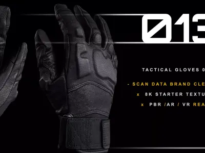 Tactical Gloves 013 Low-poly 3D model