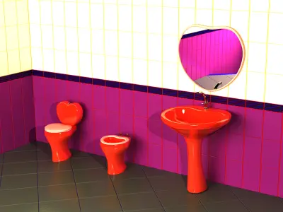 Bathroom heart set 3D Model Pack
