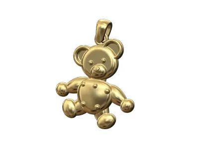 Teddy bear pendant with bail 3D print model