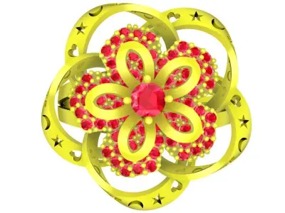 Luxury Floral Ruby Cluster Ring 3D Model 5750 3D print model