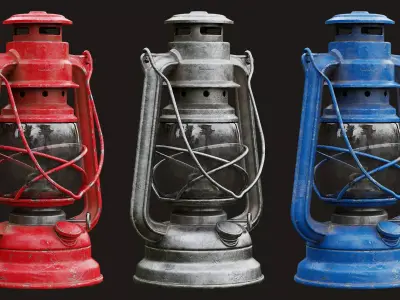Low Poly PBR Oil Lantern Low-poly 3D model