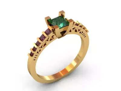 The Princess Cut Diamond Ring 3D print model