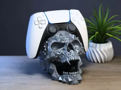 Ps5 controller stand scream wild Skull ps5controller holde 3D print model