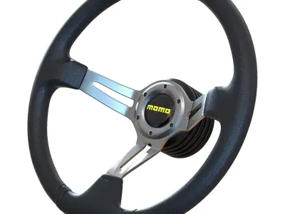 Racing seat Recaro and Wheel MOMO 3D model